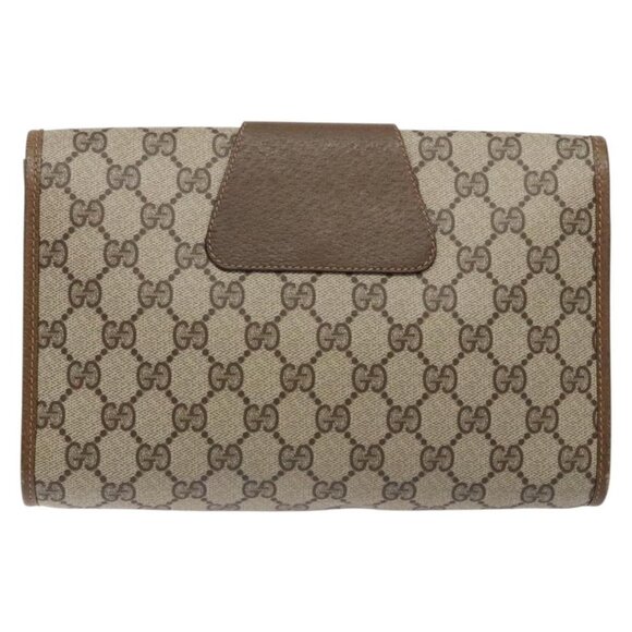 GUCCI GG Canvas Web Sherry Line Clutch Bag Beige Red - Picture 3 of 15